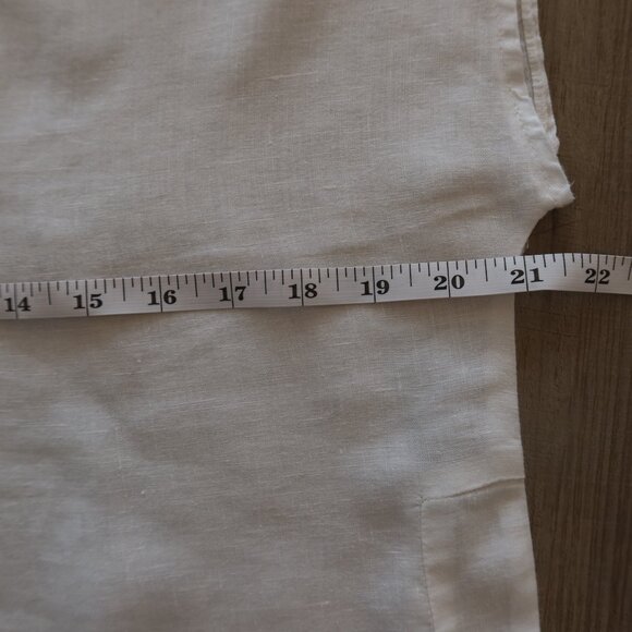 SAKS FIFTH AVENUE 100% linen white shirt top summer basic minimalist popover Sml - Picture 5 of 8